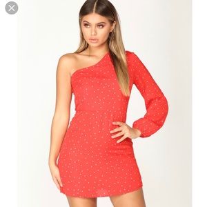 FashionNova red off the shoulder dress size S